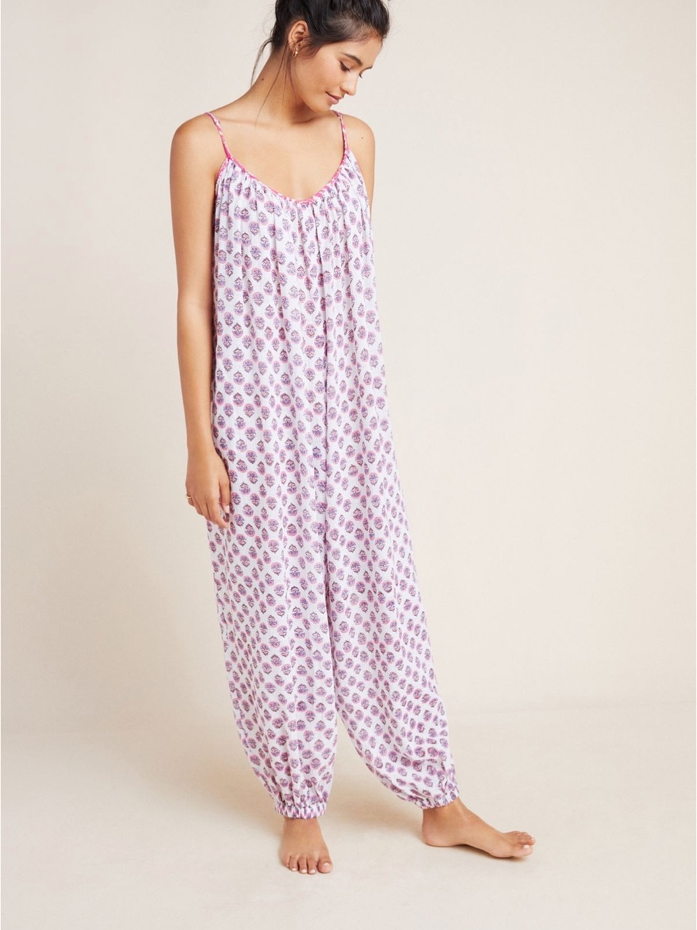 Roberta Roller Rabbit Pink & White Printed Spaghetti-Strap Jumpsuit